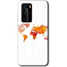 Gramaphone Huawei P40 Pro Kılıf Hd Desen Baskılı Arka Kapak - Dünya Haritası