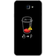 Galaxy J7 Prime Kılıf Hd Desen Baskılı Arka Kapak + Kırılmaz Cam - Coffee Battery