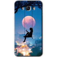 Gramaphone Galaxy J7 2016 Kılıf Hd Desen Baskılı Arka Kapak + Kırılmaz Cam - Yalnız Kadın