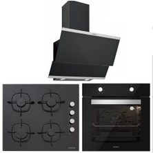 Silverline BO6501B01 - CS5335S01 - 3420 Classy 60 Siyah Cam Ankastre Set