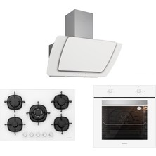 Silverline BO6501W01 - CS5365W01 - 3373 Misto 60 Beyaz Cam Ankastre Set