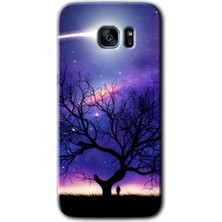 Gramaphone Galaxy S7 Edge Kılıf Hd Desen Baskılı Arka Kapak + Esnek Nano Cam - Uzay Silüet