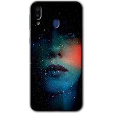 Galaxy M10 Kılıf Hd Desen Baskılı Arka Kapak + Kırılmaz Cam - Karanlık Kadın