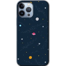 Gramaphone iPhone 13 Pro Max Kılıf Hd Desen Baskılı Arka Kapak + Kırılmaz Cam - Çizim Gezegen
