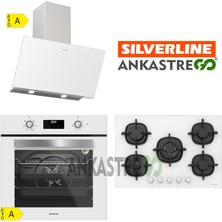 Silverline BO6502W02 - CS5364W01 - 3457 Soho 60 Beyaz Cam Ankastre Set