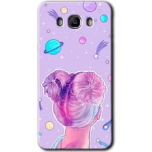 Gramaphone Galaxy J7 2016 Kılıf Hd Desen Baskılı Arka Kapak + Kırılmaz Cam - Uzaylı Kız