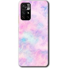 Redmi Note 11T Kılıf Hd Desen Baskılı Arka Kapak + Kırılmaz Cam - Pembe-Duman