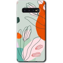 Galaxy S10 Kılıf Hd Desen Baskılı Arka Kapak + Esnek Nano Cam - Vektör Çiçekler