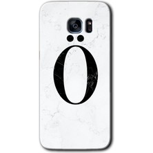 Gramaphone Galaxy S7 Edge Kılıf Hd Desen Baskılı Arka Kapak + Esnek Nano Cam - Beyaz Mermer Desenli Ö Harfi