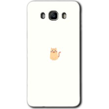 Gramaphone Galaxy J7 2016 Kılıf Hd Desen Baskılı Arka Kapak + Kırılmaz Cam - Cat Minimalism
