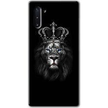 Gramaphone Galaxy Note 10 Kılıf Hd Desen Baskılı Arka Kapak + Esnek Nano Cam - King Lion
