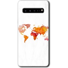 Galaxy S10 Plus Kılıf Hd Desen Baskılı Arka Kapak + Kırılmaz Cam - Dünya Haritası