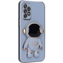 Case 4U Samsung Galaxy A32 Kılıf Astronot Standlı Sevimli Parlak Altın Gold Kenarlı Tam Korumalı