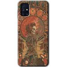 Galaxy M31S Kılıf Hd Desen Baskılı Arka Kapak + Kırılmaz Cam - İskelet Aşk