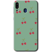 Gramaphone Galaxy M10 Kılıf Hd Desen Baskılı Arka Kapak + Kırılmaz Cam - Kiraz Berry