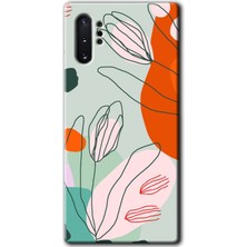Galaxy Note 10 Plus Kılıf Hd Desen Baskılı Arka Kapak + Kırılmaz Cam - Vektör Çiçekler