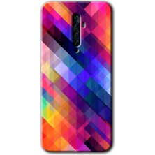 Gramaphone Oppo Reno 2z Kılıf Hd Desen Baskılı Arka Kapak + Kırılmaz Cam - Multi Oblique