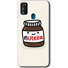 Galaxy M21 Kılıf Hd Desen Baskılı Arka Kapak + Esnek Nano Cam - Nutella Aşkım