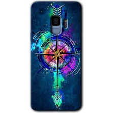 Gramaphone Galaxy S9 Kılıf Hd Desen Baskılı Arka Kapak + Kırılmaz Cam - Gizemli Pusula