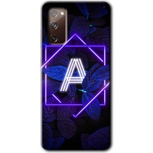 Gramaphone Galaxy S20 Fe Kılıf Hd Desen Baskılı Arka Kapak + Esnek Nano Cam - Dark Neon Yaprak A Harfi