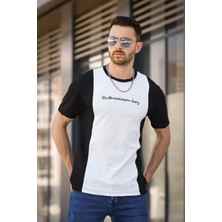Oksit Scarp Nakışlı Parçalı Waffle Desen Slim Fit Likralı Erkek Tshirt
