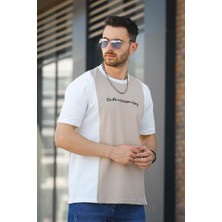 Oksit Scarp Nakışlı Parçalı Waffle Desen Slim Fit Likralı Erkek Tshirt