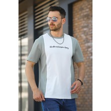 Oksit Scarp Nakışlı Parçalı Waffle Desen Slim Fit Likralı Erkek Tshirt