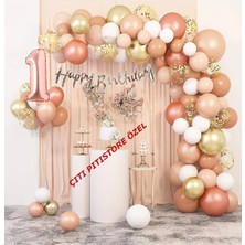 Çıtı Pıtı Store Yeni 1 Yaş Kahverengi Balonlar Krem Beyaz Folyo Balonlar Doğum Günleri Parti Dekor Için