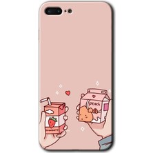 Gramaphone iPhone 7 Plus Kılıf Hd Desen Baskılı Arka Kapak + Kırılmaz Cam - Meyveli Süt