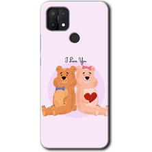 Oppo A15 Kılıf Hd Desen Baskılı Arka Kapak + Esnek Nano Cam - Sevgili Ayıcık