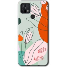 Gramaphone Oppo A15 Kılıf Hd Desen Baskılı Arka Kapak + Esnek Nano Cam - Vektör Çiçekler