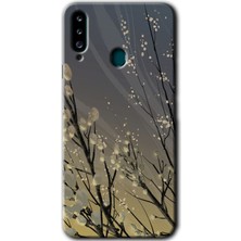 Galaxy A20S Kılıf Hd Desen Baskılı Arka Kapak + Esnek Nano Cam - Branches Flowers