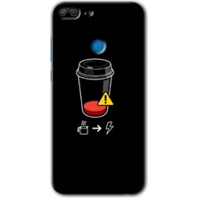 Gramaphone Honor 9 Lite Kılıf Hd Desen Baskılı Arka Kapak + Kırılmaz Cam - Coffee Battery