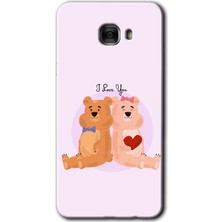 Gramaphone Galaxy C7 Kılıf Hd Desen Baskılı Arka Kapak + Kırılmaz Cam - Sevgili Ayıcık