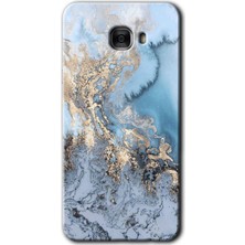 Gramaphone Galaxy C7 Pro Kılıf Hd Desen Baskılı Arka Kapak + Esnek Nano Cam - Eski Mermer