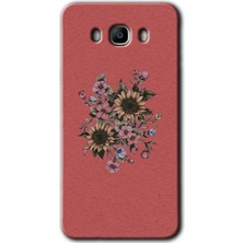 Galaxy J7 2016 Kılıf Hd Desen Baskılı Arka Kapak + Kırılmaz Cam - Retro Çiçek