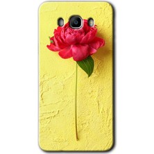 Gramaphone Galaxy J7 2016 Kılıf Hd Desen Baskılı Arka Kapak + Kırılmaz Cam - Kırmızı Gül