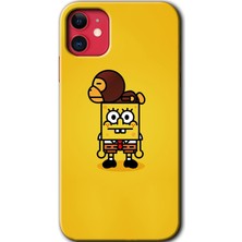 Gramaphone iPhone 11 Kılıf Hd Desen Baskılı Arka Kapak + Esnek Nano Cam - Sünger Bob