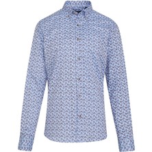 Hatemoğlu Kahverengi B. 1 Comfort Fit Uzun Kol %100 Pamuk Baskılı Casual Gömlek