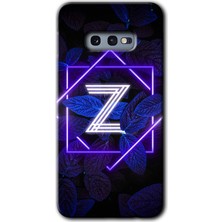 Gramaphone Galaxy S10E Kılıf Hd Desen Baskılı Arka Kapak + Kırılmaz Cam - Dark Neon Yaprak Z Harfi