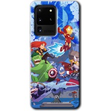 Gramaphone Galaxy S20 Ultra Kılıf Hd Desen Baskılı Arka Kapak + Kırılmaz Cam - Avengers Cartoon