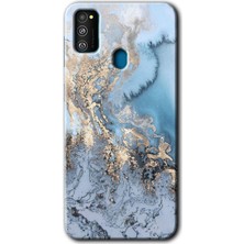 Gramaphone Galaxy M21 Kılıf Hd Desen Baskılı Arka Kapak + Kırılmaz Cam - Eski Mermer
