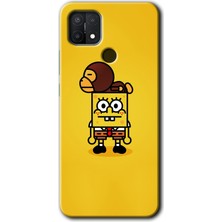 Gramaphone Oppo A15 Kılıf Hd Desen Baskılı Arka Kapak + Kırılmaz Cam - Sünger Bob