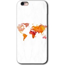 Gramaphone iPhone 6s Plus Kılıf Hd Desen Baskılı Arka Kapak + Kırılmaz Cam - Dünya Haritası