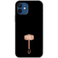 iPhone 12 Kılıf Hd Desen Baskılı Arka Kapak + Kırılmaz Cam - Thor Çekiç