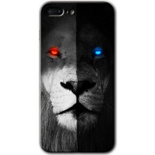 Gramaphone iPhone 7 Plus Kılıf Hd Desen Baskılı Arka Kapak + Kırılmaz Cam - Fire And Ice Lion