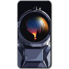 Galaxy J7 Prime Kılıf Hd Desen Baskılı Arka Kapak + Kırılmaz Cam - Astronot