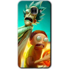 Gramaphone Galaxy C9 Pro Kılıf Hd Desen Baskılı Arka Kapak + Kırılmaz Cam - Rick Morty