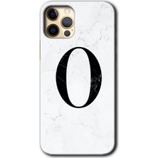 iPhone 11 Pro Kılıf Hd Desen Baskılı Arka Kapak + Kırılmaz Cam - Beyaz Mermer Desenli O Harfi