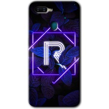 Gramaphone Oppo A5S Kılıf Hd Desen Baskılı Arka Kapak - Dark Neon Yaprak R Harfi